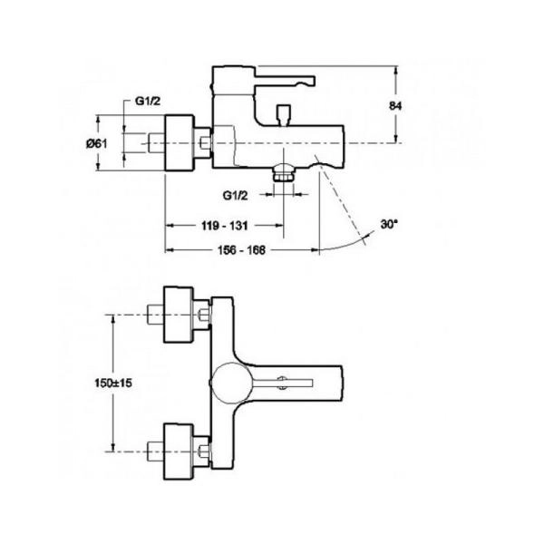 Смеситель Jacob Delafon CUFF E45532-CP для ванны хром