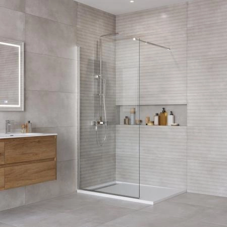 Душевая перегородка BelBagno KRAFT 120 прозрачное стекло 6 мм профиль черный матовый KRAFT-L-1-120-C-NERO