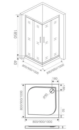 Душевой угол GOOD DOOR Infinity CR-80-G-CH 80x80 см