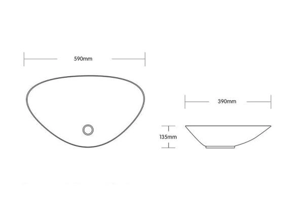 Раковина Cerutti SPA CR7025M накладная, белая, асимметричная 590х390х135