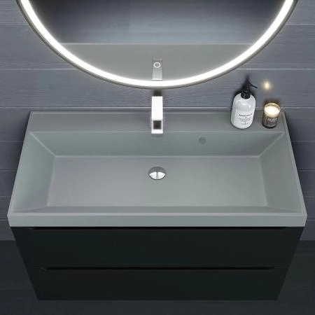 Раковина кварцевая Uperwood Classic Quartz 100 см, серая матовая, платина