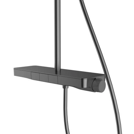 Душевая стойка Vincea Inspire VSFS-3I12TGM термостатическая с изливом, 30см верх.душ, вороненая сталь