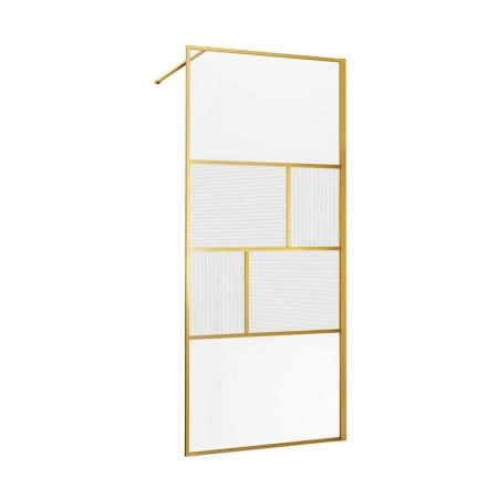 Душевая перегородка Vincea Walk-In VSW-1HC100CFBG, 1000*2000, браш. золото, стекло прозрачное/рифленое