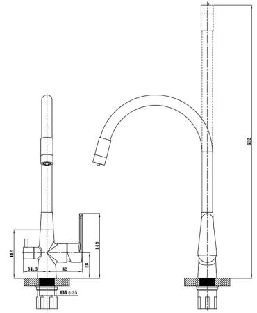 Смеситель для кухни ESKO Coral CL 03 B Total хром
