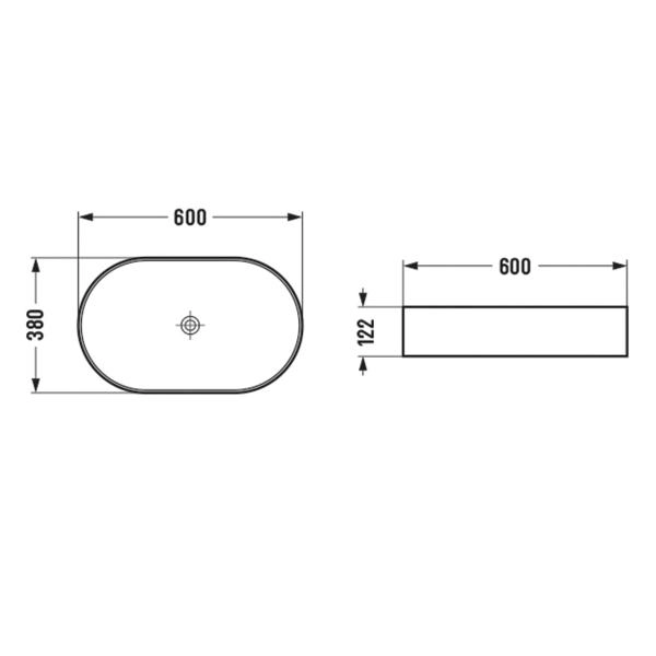 Раковина Vincea VBS-50760, 600*380*122, накладная, цвет белый фарфор