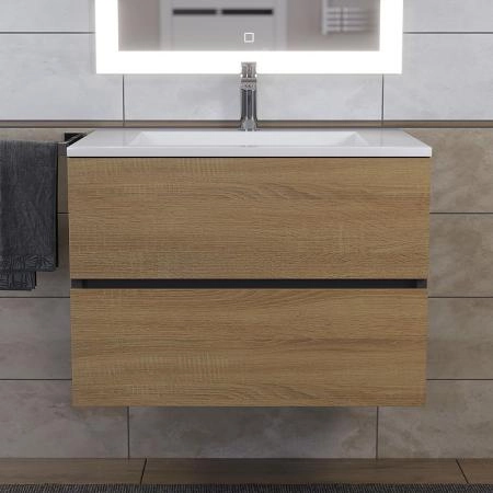 Тумба с раковиной Uperwood Barsa-Next 70 см, подвесная, черная/дуб сонома
