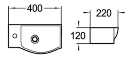 Раковина SantiLine SL-2011L 40x22 подвесная керамическая Белый