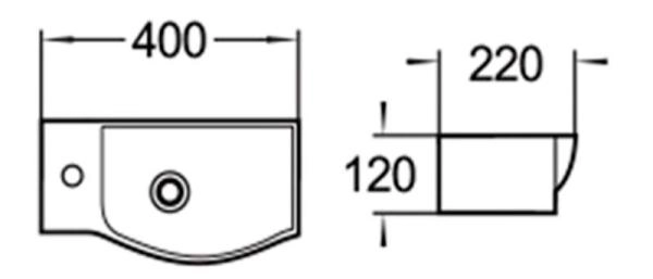 Раковина SantiLine SL-2011L 40x22 подвесная керамическая Белый