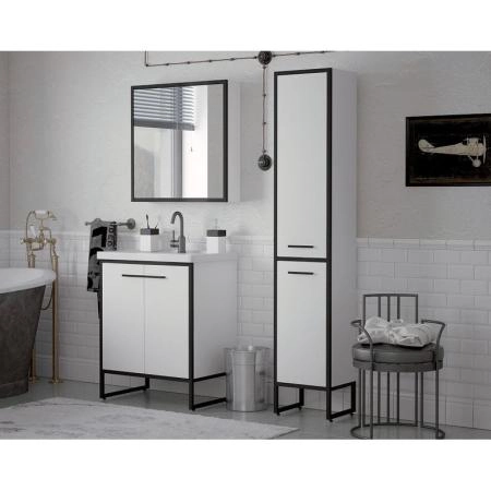 Тумба под раковину Corozo Айрон 70, черный/белый