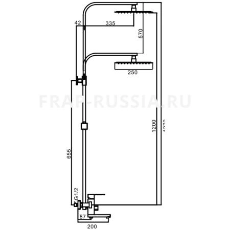 Душевая система Frap F24802 для ванны ,сатин