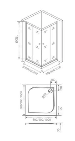 Душевой уголок GOOD DOOR LIRA CR-100-C-CH 100x100 прозрачное