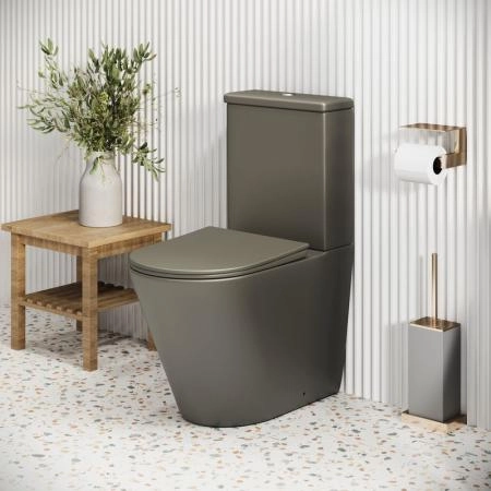 Унитаз Grossman GR-4480GSMS Color (620*365*810) ХАКИ МАТОВЫЙ напольный Безободковый с тонкой крышкой