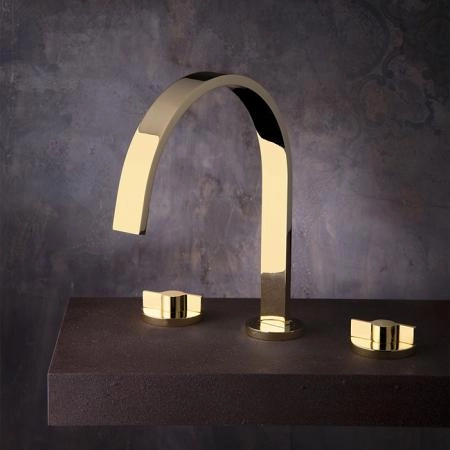 Gattoni GAS Смеситель для раковины, на 3 отв., в комплекте с донным клапаном, цвет: Gold 24KT