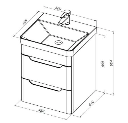 Тумба под раковину Aquanet София 50 белый глянец (2 ящика)