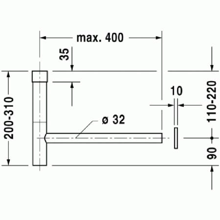 Duravit Сифон декоративный 1/4" удлиненный для донного клапана, цвет чёрный матовый