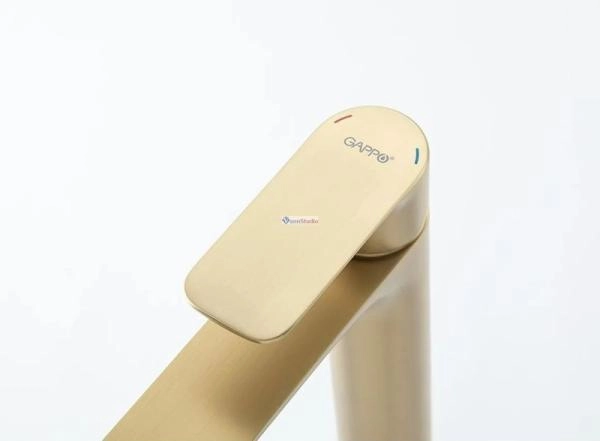 Смеситель для раковины Gappo G1048-32 высокий Сатин золотой