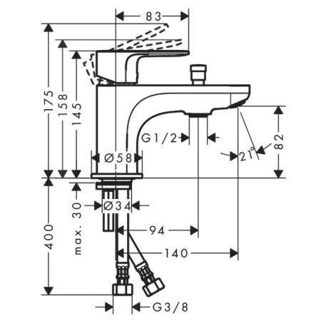 Hansgrohe Rebris E Смеситель для ванны/душа, 1 отв., цвет: хром