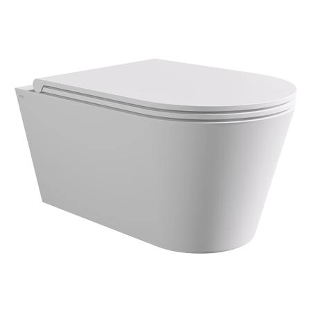 Alice Hide Round Унитаз 57х37см., подвесной, безободковый, с сиденьем и крышкой с микролифтом, с набором для крепления, цвет: белый матовый
