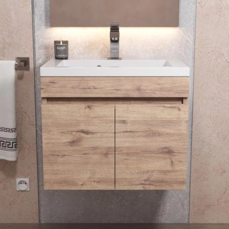 Тумба под раковину для ванной Uperwood Eva, 50 см, подвесная, Крафт Табачный, с дверцами