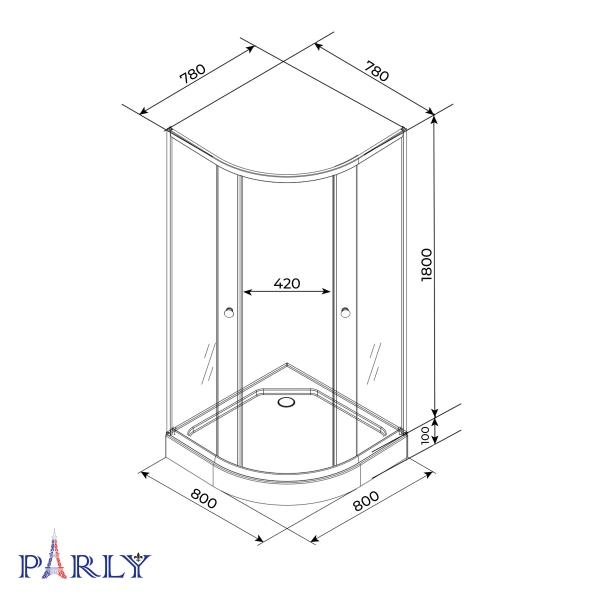 Душевой уголок с поддоном PARLY ZF81B (80х80х193)