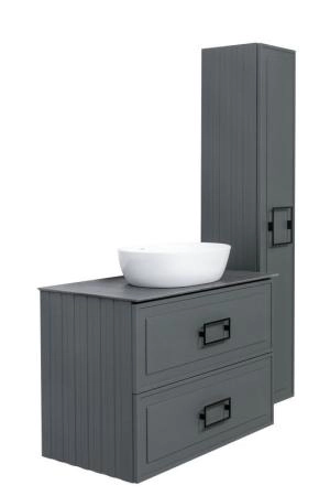 Тумба под раковину LA FENICE Cubo Grigio TWIN серый 80 FNC-01-CUB-G-80-2 серый матовый зелёный матовый