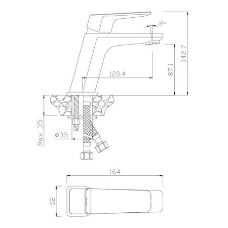 Смеситель OLIVES Aragon 10100AN для раковины,хром