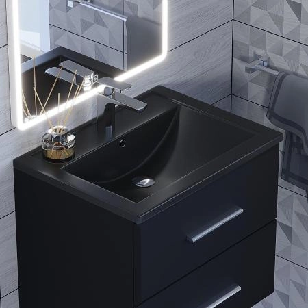 Раковина кварцевая Uperwood Foster Quartz 60 см, черная матовая, космос