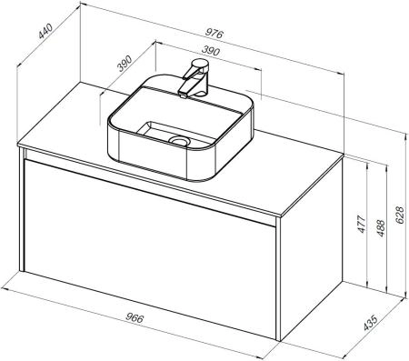Тумба под раковину Aquanet Nova Lite 100 белый (1 ящик)