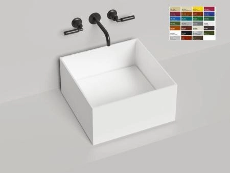 Раковина Salini ARMONIA SQUARE 02 S-Stone покраска RAL матовая 45x45 130522MF накладная