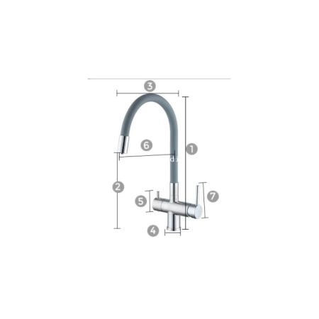 Смеситель Gappo G4398-30 для кухни с подключением фильтра питьевой воды, серый/хром