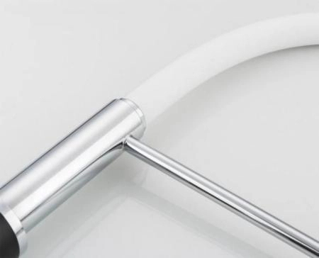 Смеситель для кухни Frap F4452-7 белый-черный, гибкий излив