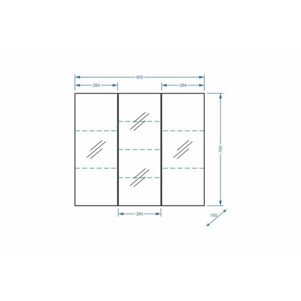 Зеркало-шкаф Stella Polar Парма 80, 3 дв.