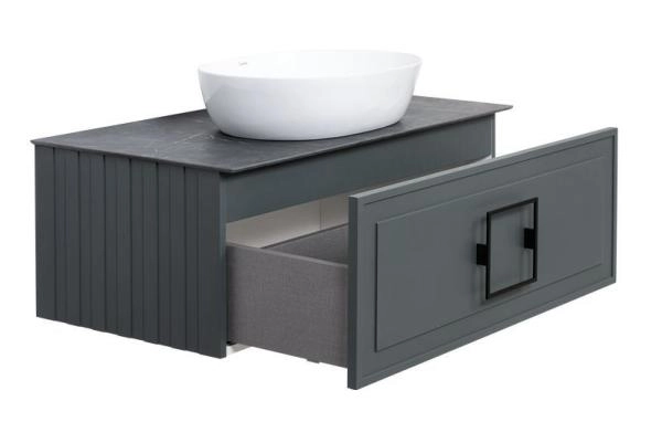 Тумба под раковину LA FENICE Cubo Grigio серая 80 FNC-01-CUB-G-80 серый матовый зелёный матовый