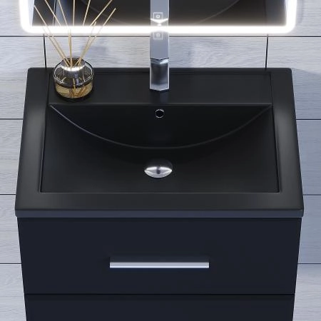 Раковина кварцевая Uperwood Foster Quartz 60 см, черная матовая, космос
