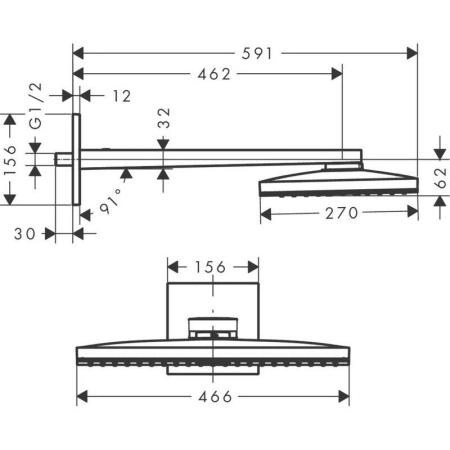 Верхний душ Hansgrohe Rainmaker Select 24003600, черный/хром