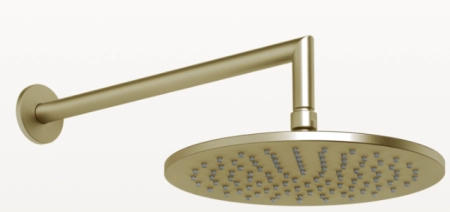 Gessi верхний душ Ø250 мм, шарнирный с настенным держателем 358 мм, цвет Brushed Brass PVD