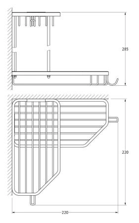 Полочка-решетка FBS Ryna RYN 013 с крючками угловая 2-х ярусная 20/20 cm хром