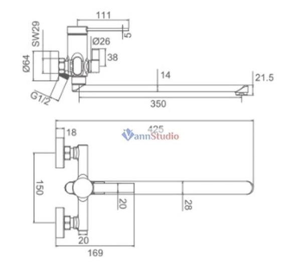 Смеситель для ванны Frap F2267-6 черный