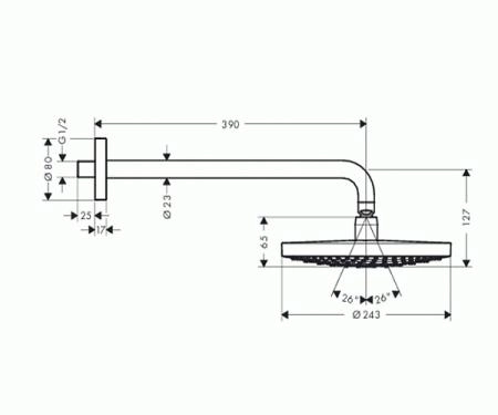 Верхний душ Hansgrohe Raindance Select S 240 26470000,хром