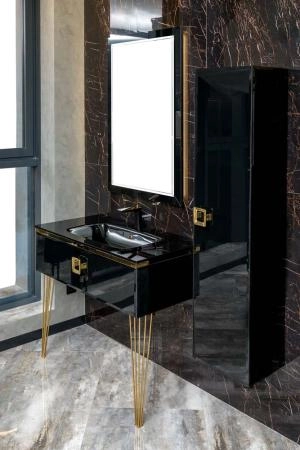 Столешница Boheme стекло 100см моноблок Глянцевая Черная Lucido 852-100-B Lucido
