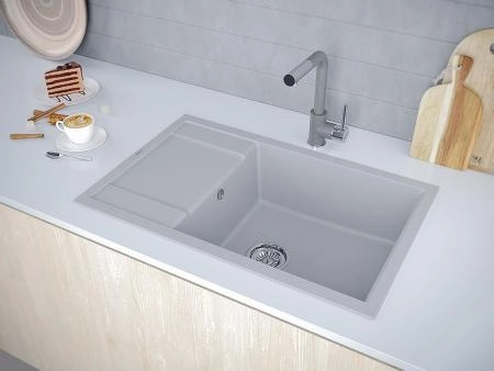 Кухонная мойка Paulmark VERLASS PM317850-GRM серый металлик кварцевая