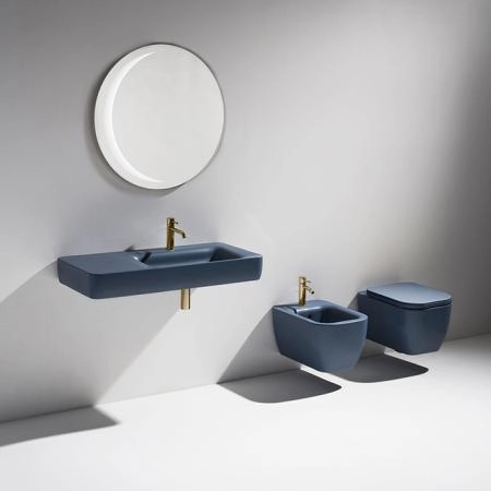 Simas Henges Унитаз подвесной 38х55см., безободковый, цвет: navy matt