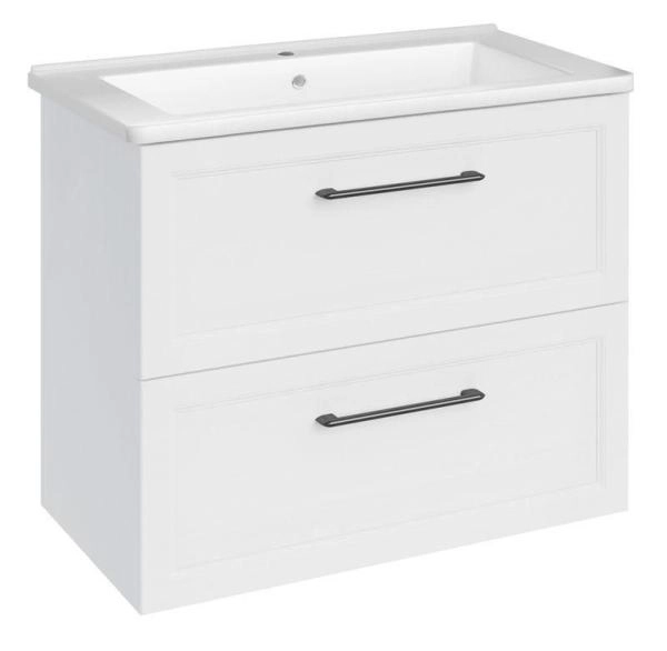 Тумба ASB-Mebel Белмонти 75 Ясень браш софт белый подвесная под умывальник Оскар 75