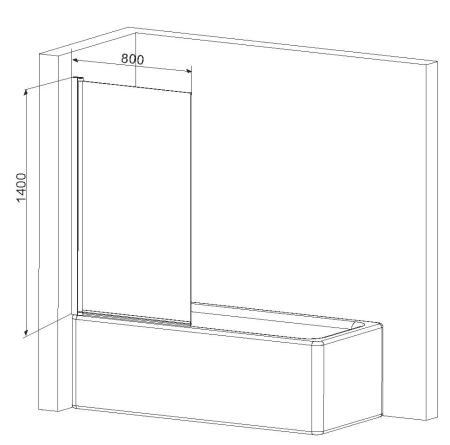 Душевая шторка на ванну AM.PM Gem W90BS-D080-140CT хром, прозрачное