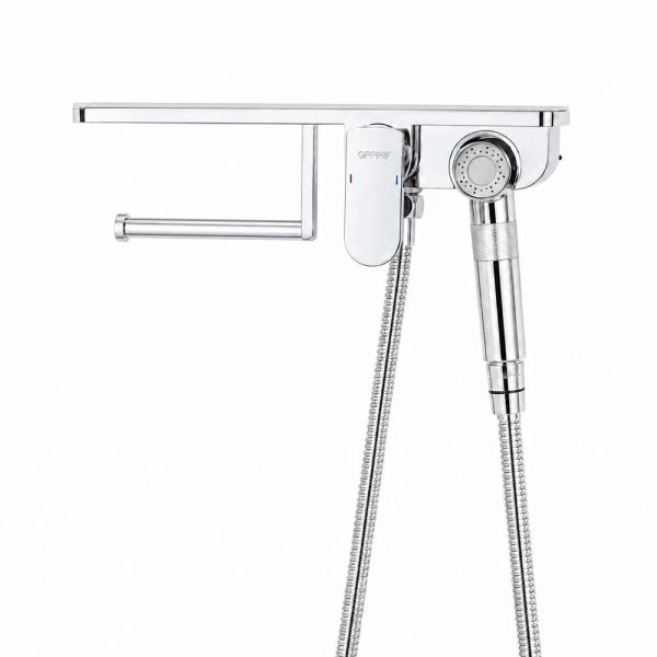 Гигиенический душ GAPPO G7295-10 со смесителем и полочкой, хром
