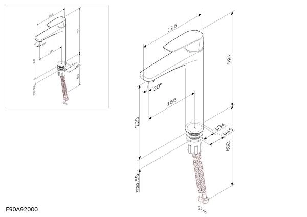 Смеситель для раковины AM.PM Gem F90A92000 хром