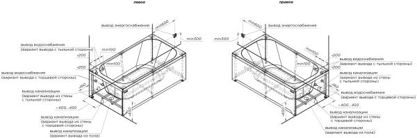 Ванна акриловая "ПРОВАНС 170х90", рама-подставка, фронтальная панель, слив-перелив автомат с сеточкой (хром, с сифоном)
