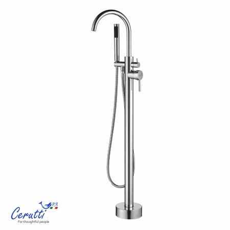 Смеситель напольный Ceruttispa Тобия (TOBIA) из нержавеющей стали, цвет хром