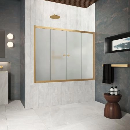 Шторка на ванную Vegas-glass Z2V Protec 170 03 10, профиль золото матовое, стекло сатин