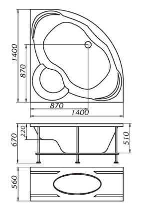Акриловая ванна 1Marka Trapani 140х140 см без гидромассажа